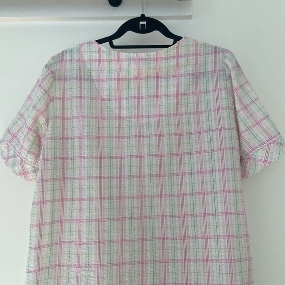 Miss Elaine Vintage Short Sleeve Button Down Nightgown With Pockets Size Large - Picture 8 of 12
